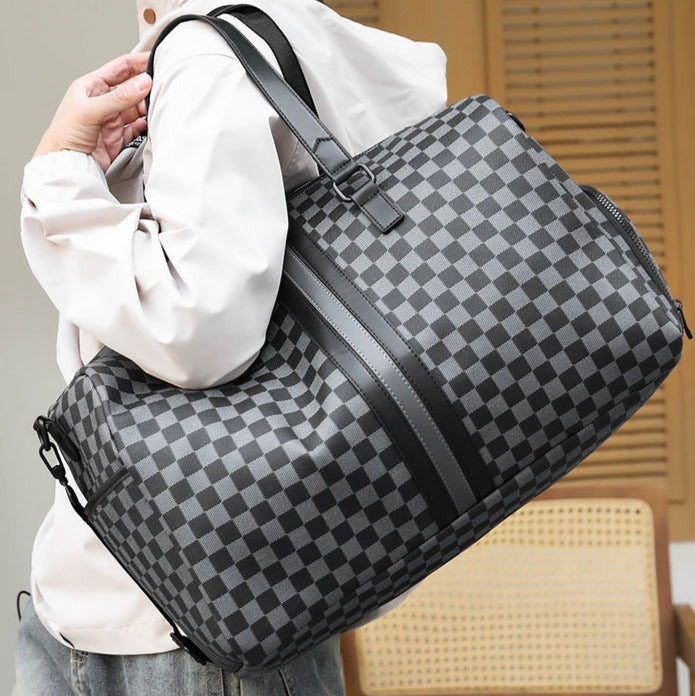 Sac de voyage à carreaux pour hommes avec double poignée renforcée - Mauro