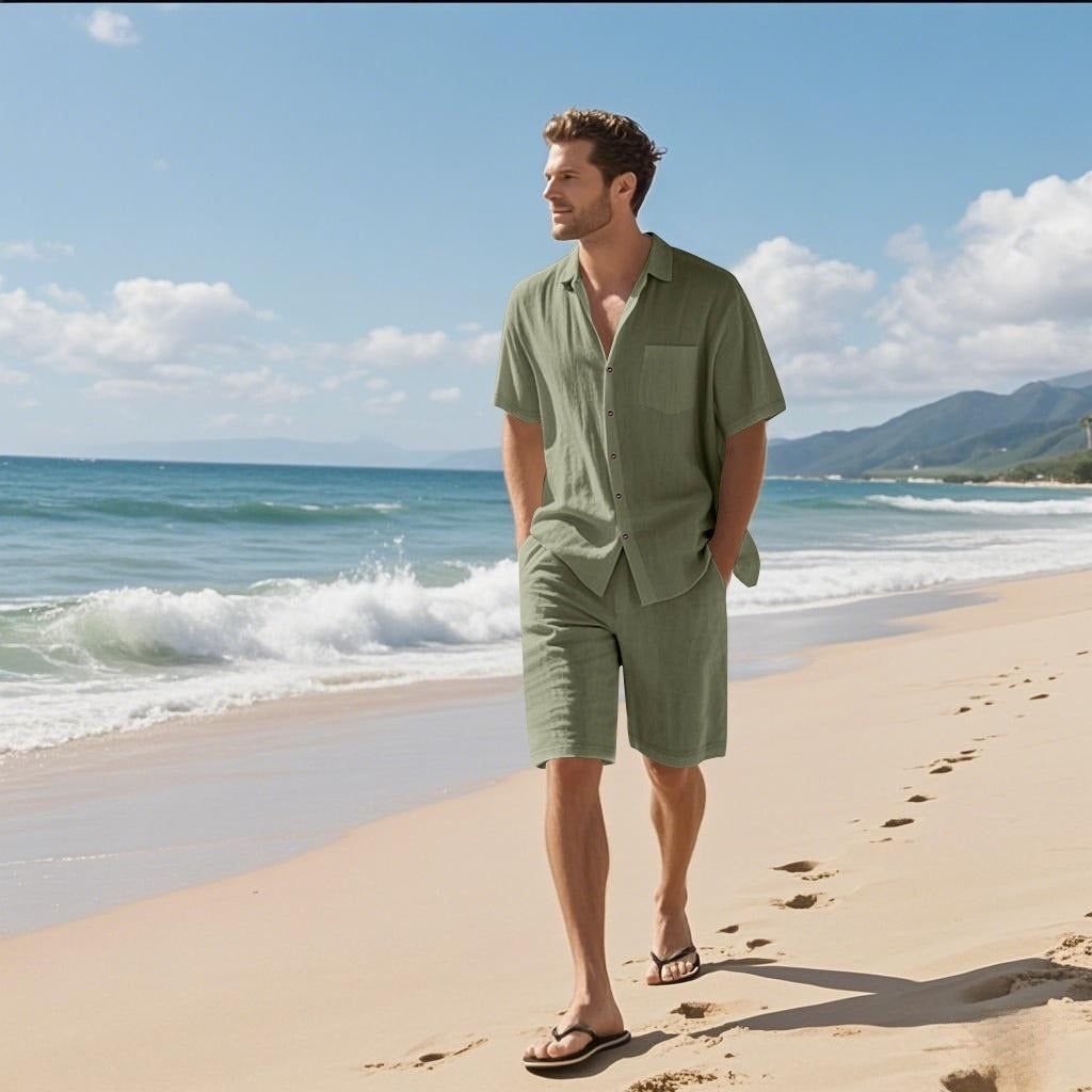 Ensemble d'été pour homme en lin respirant style décontracté - Mateo