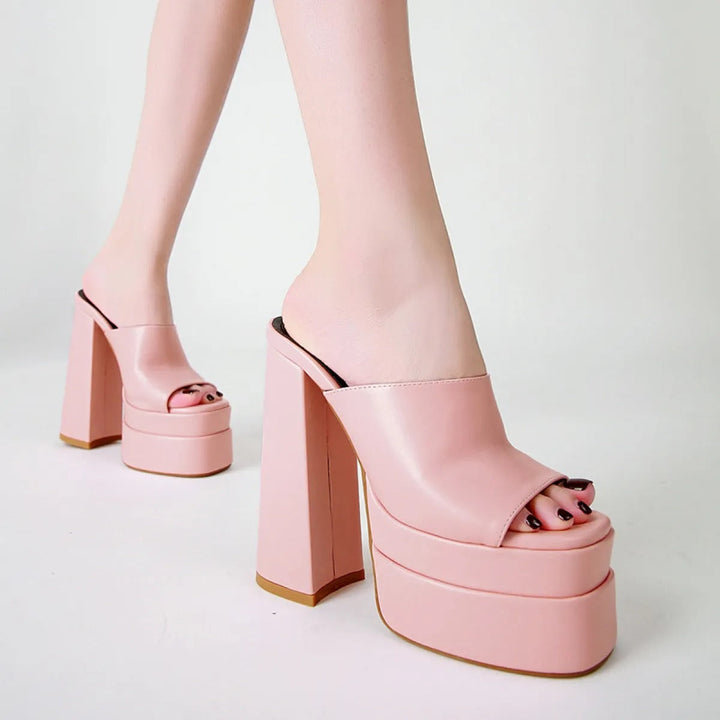 Sandales à talons larges en satin pour femmes - Valeria