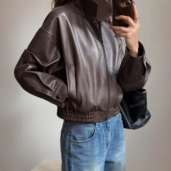 Veste en cuir femme manches longues - Elvira