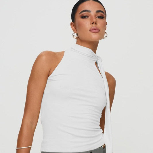 Top sans manches à dos nu avec nœud asymétrique pour femme - Natalia