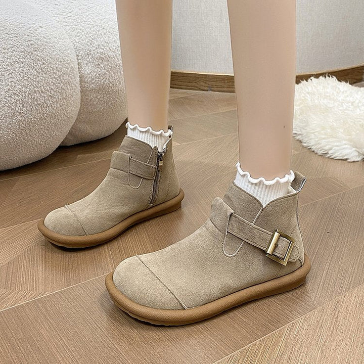 Bottines d'hiver pour femmes en daim avec boucle latérale - Estelle
