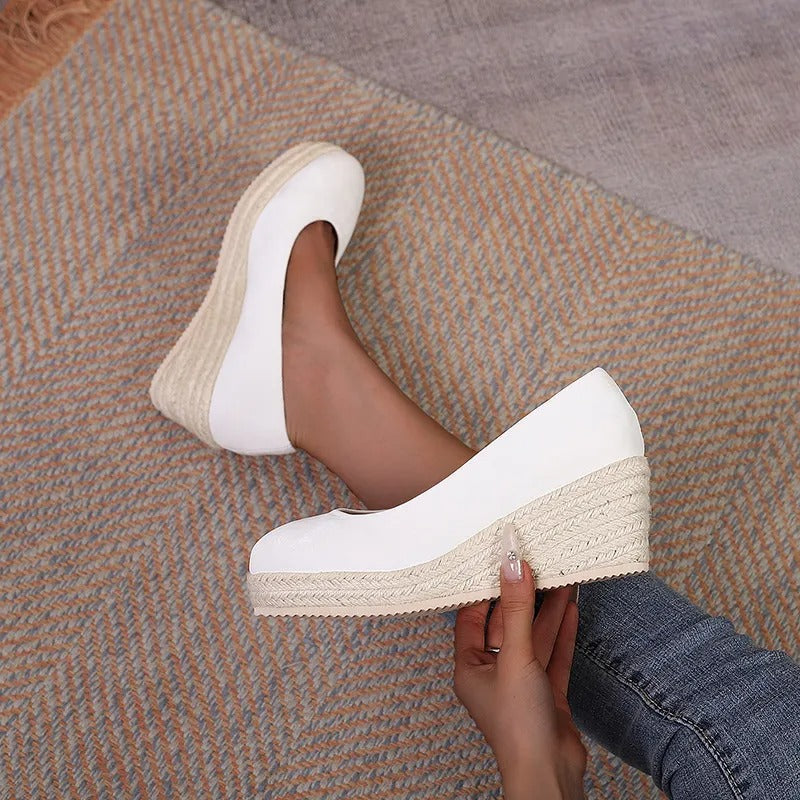 Chaussures compensées pour femme avec semelle tressée style espadrille - Élodie