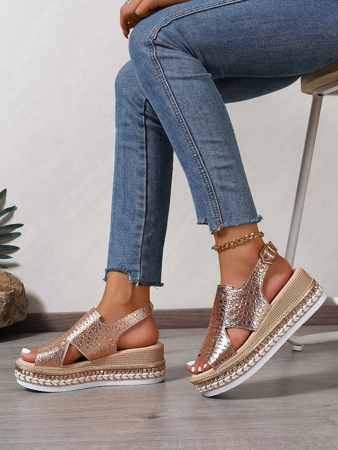 Sandales à plateforme pour femmes avec texture gaufrée style décontracté - Julieta