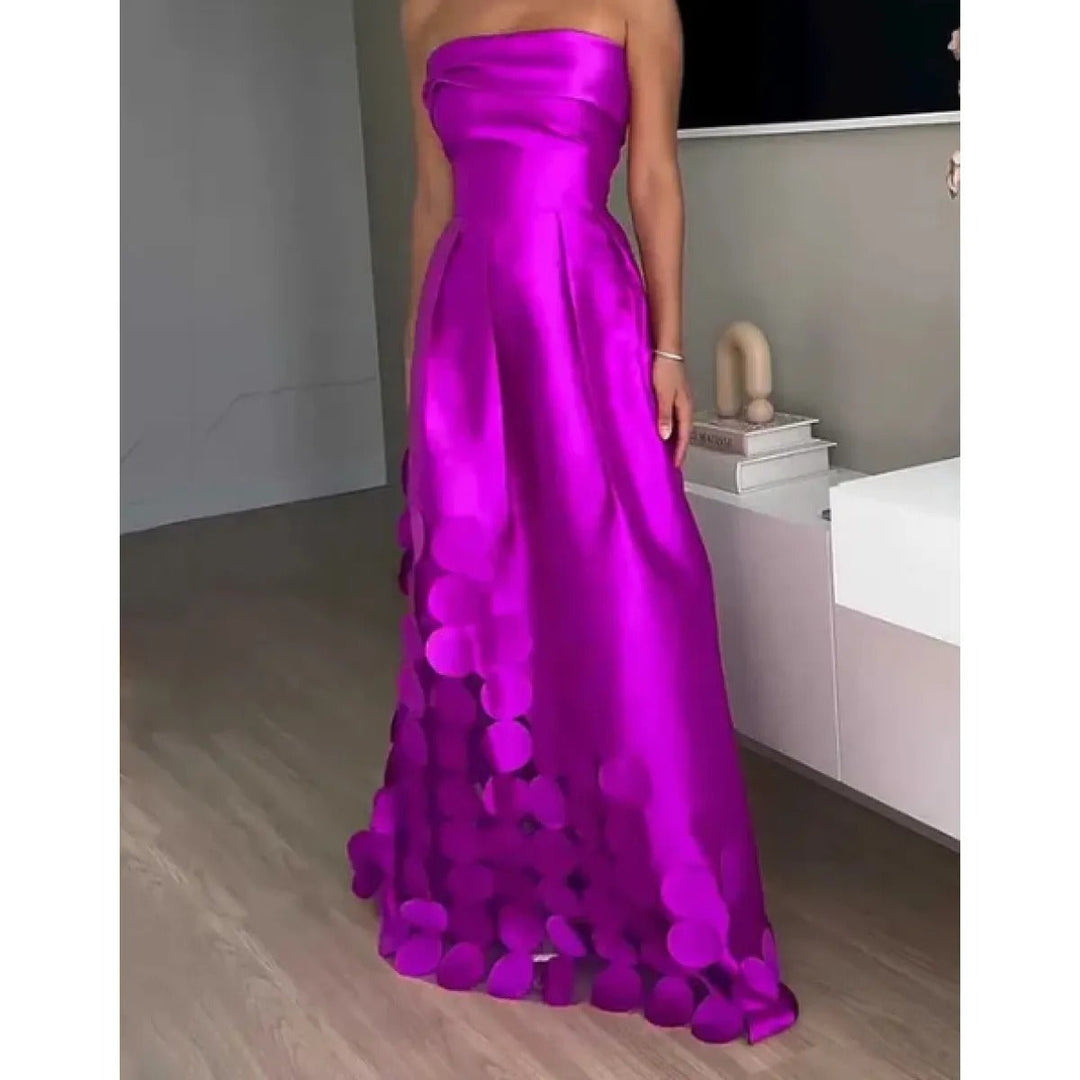 Robe longue bustier en satin ajouré - Valentina