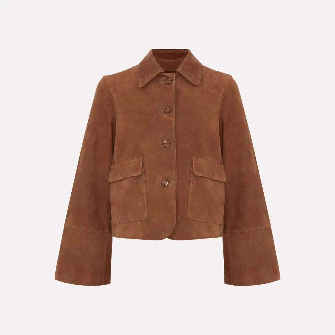 Veste courte en daim avec poches avant pour femmes - Alenor