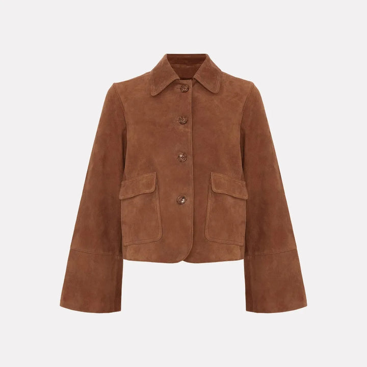 Veste courte en daim avec poches avant pour femmes - Alenor