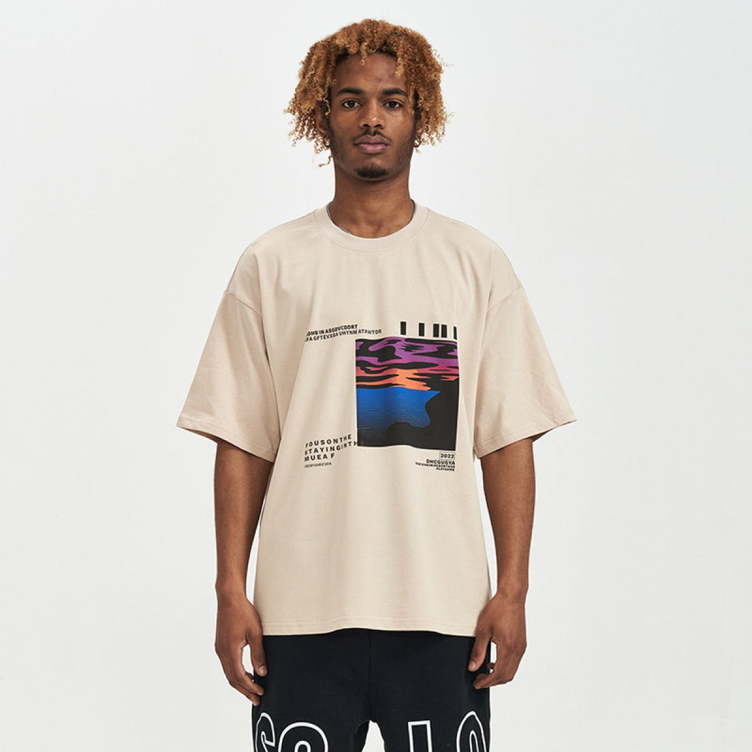 T-shirt oversize en coton à imprimé graphique pour hommes - Joel