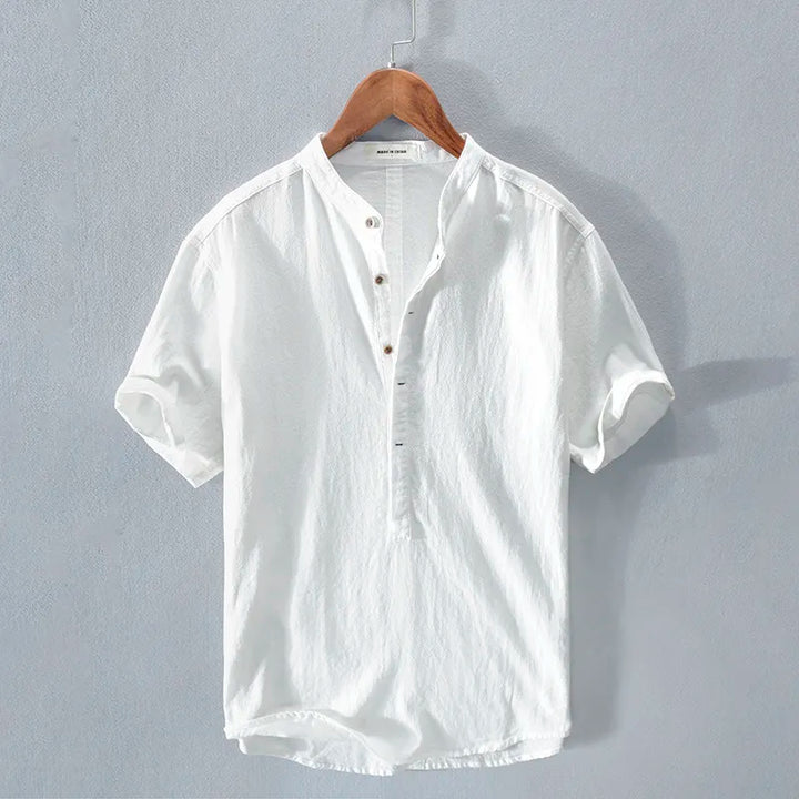 Chemise homme décontractée coton lin lin bleu ciel à boutons - Elias