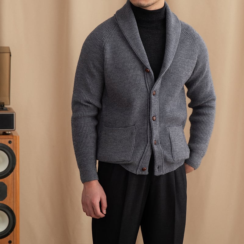Gilet tricoté élégant pour hommes avec revers classique - Davide