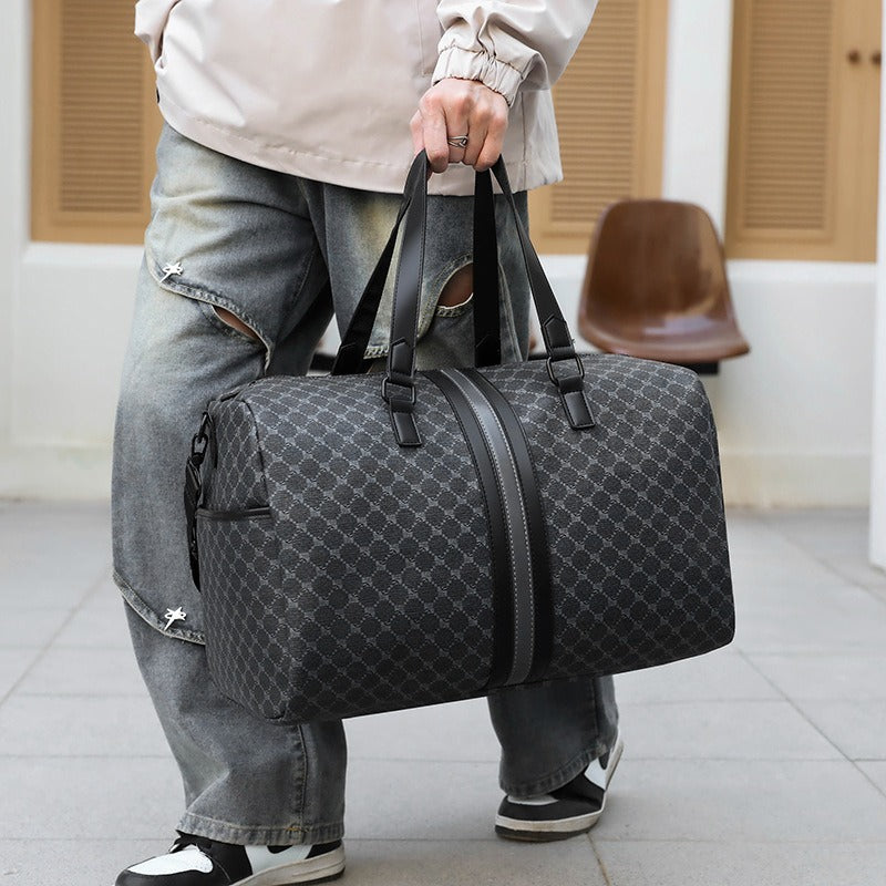 Sac de voyage à carreaux pour hommes avec double poignée renforcée - Mauro
