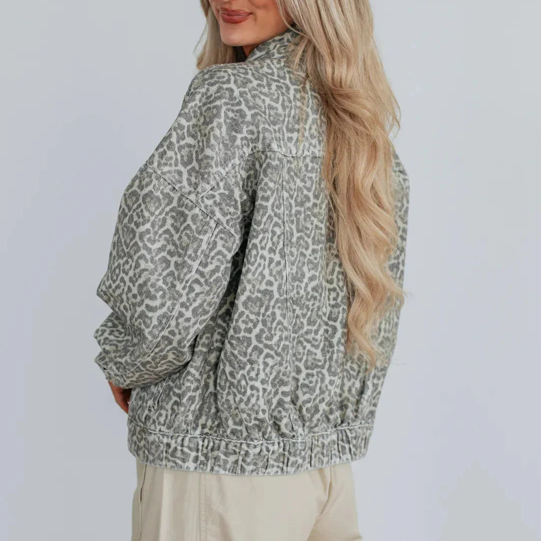 Veste en jean à imprimé animalier pour femme - Livaine