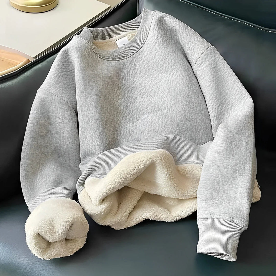 Marie - Confortable sweat-shirt contrasté à col rond et doublure polaire