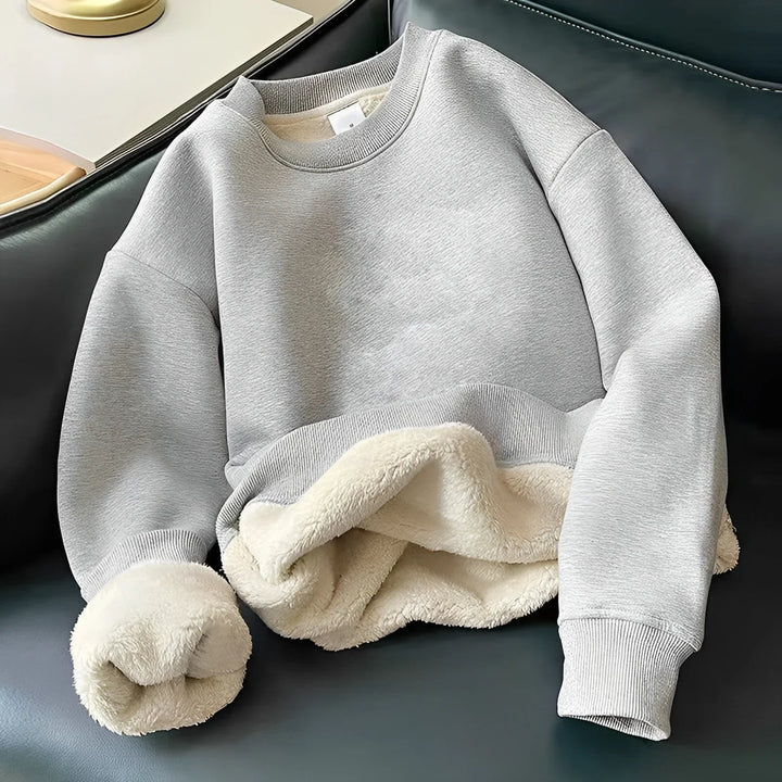 Marie - Confortable sweat-shirt contrasté à col rond et doublure polaire