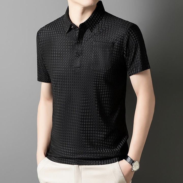 Polo géométrique tissé pour hommes avec poche avant - Marcelo