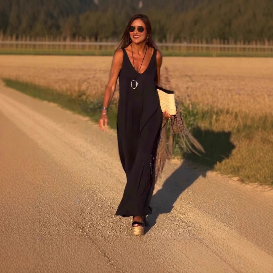 Robe longue à bretelles fluides pour femmes, style décontracté - Celina