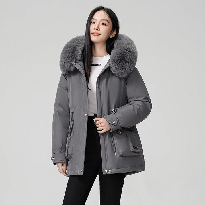 Manteau matelassé pour femme avec col en fourrure synthétique - Mirela