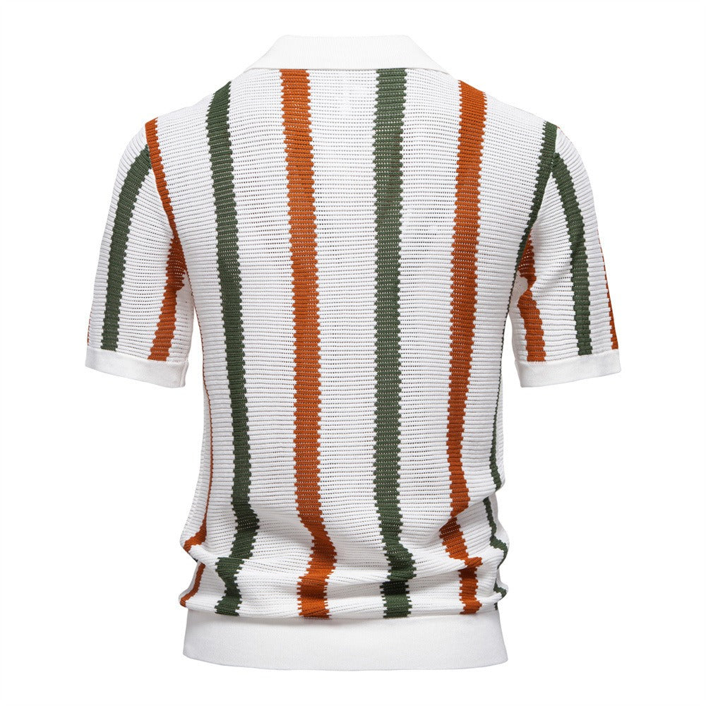 Polo en maille côtelée à rayures verticales pour hommes - Álvaro