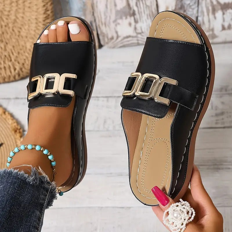 Sandales pour femmes avec boucle en métal à enfiler - Elena