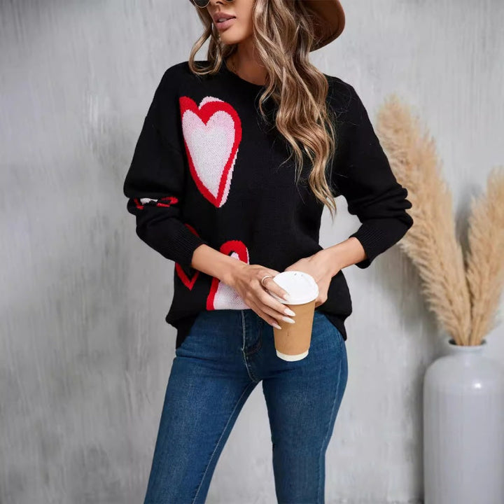 Pull en tricot à cœur central pour femmes - Virela