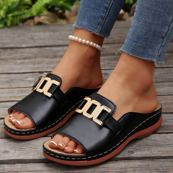 Sandales pour femmes avec boucle en métal à enfiler - Elena