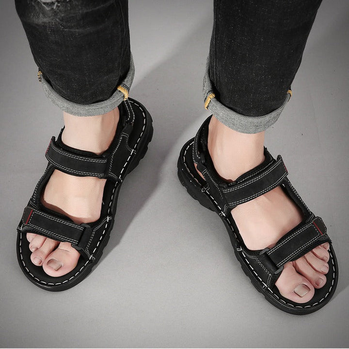 Sandales décontractées pour hommes, noires, à brides réglables - Hanoi