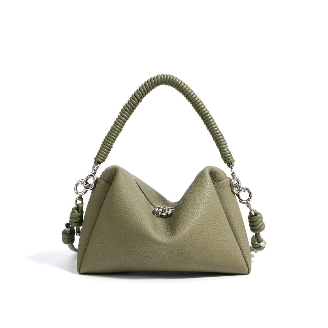 Sac à bandoulière en cuir véritable pour femme avec poignée tressée design moderne - Mireya