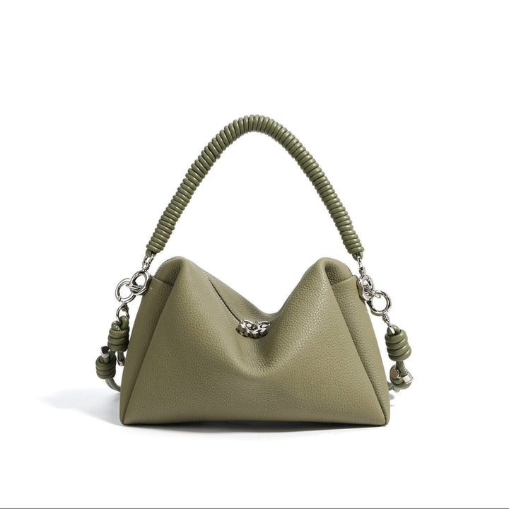 Sac à bandoulière en cuir véritable pour femme avec poignée tressée design moderne - Mireya