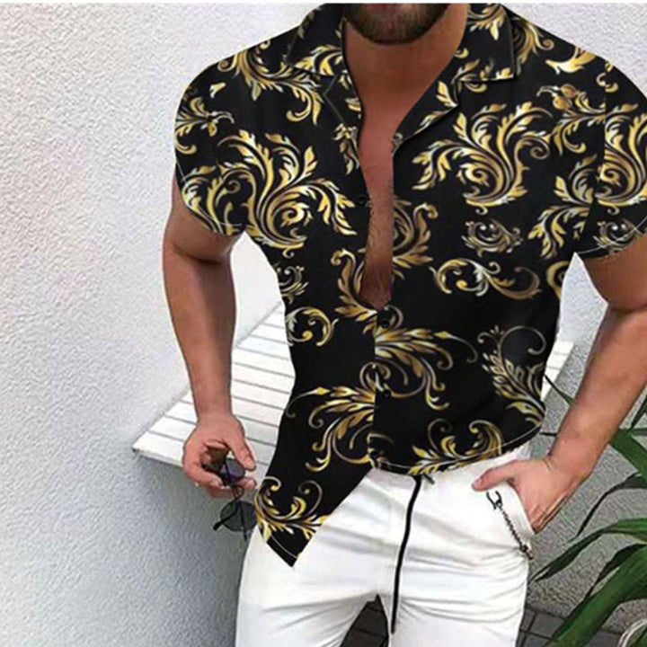 Chemise exotique à manches courtes pour hommes avec design floral