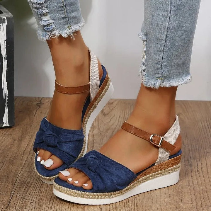 Sandales en toile pour femmes avec nœud de style plateforme décontracté - Beatriz