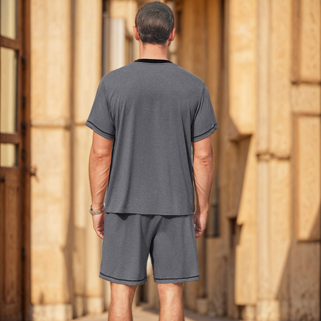 Ensemble décontracté à col en V en coton léger pour hommes - Marcos