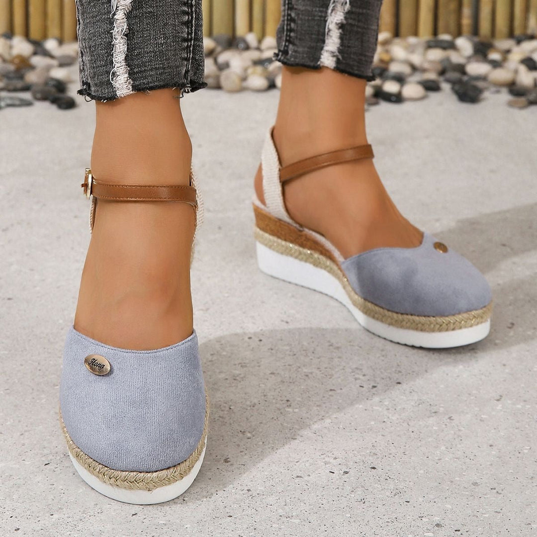Sandales compensées en toile pour femmes avec bride réglable de type espadrille - Clara