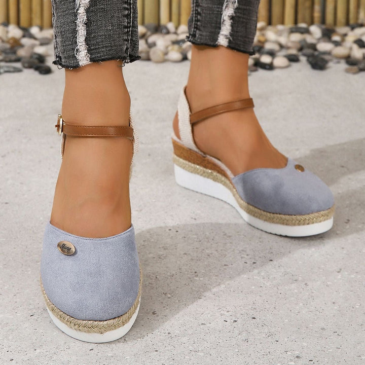 Sandales compensées en toile pour femmes avec bride réglable de type espadrille - Clara