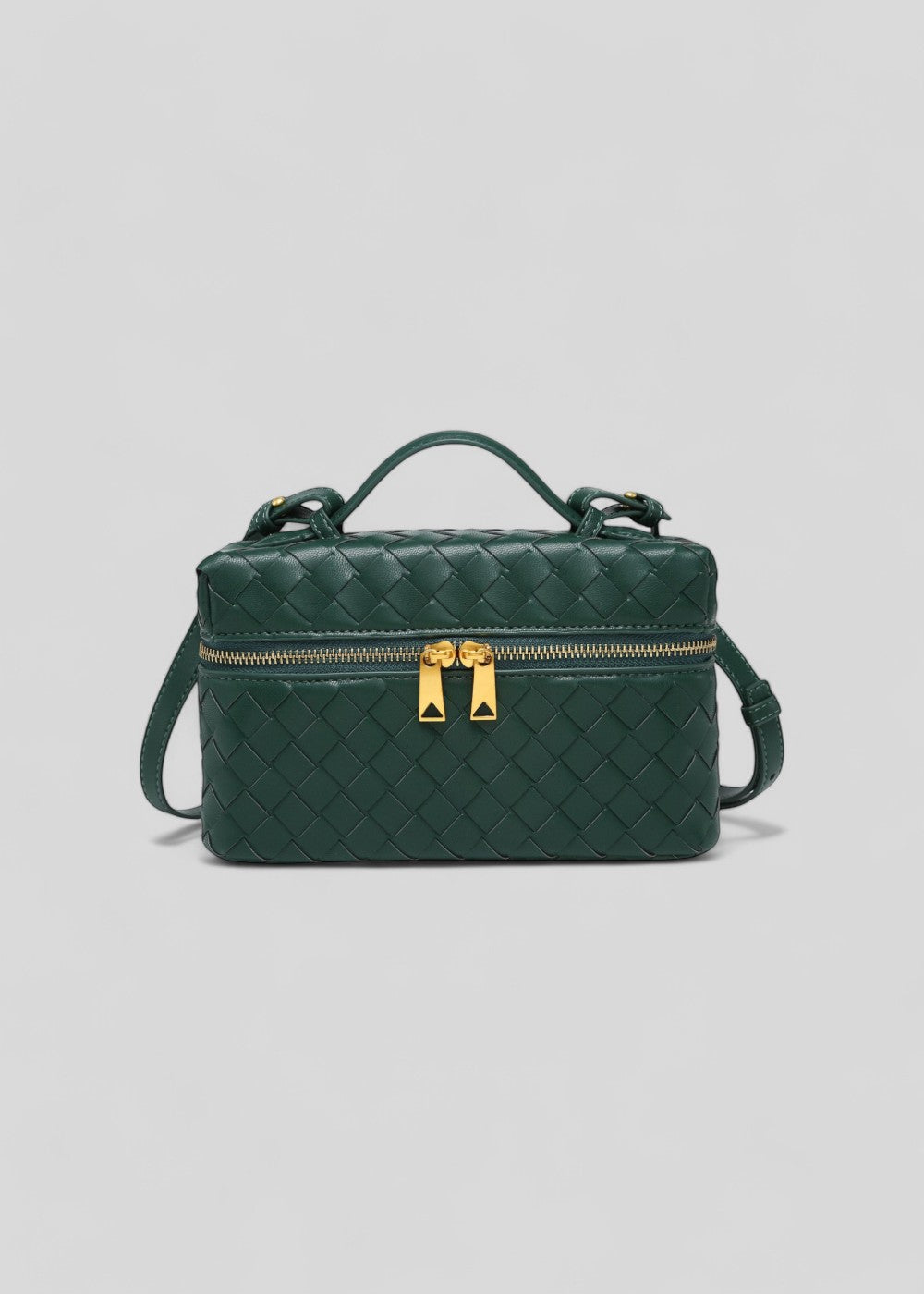 Sac tressé pour femme noir structure rigide zips dorés - Valeska