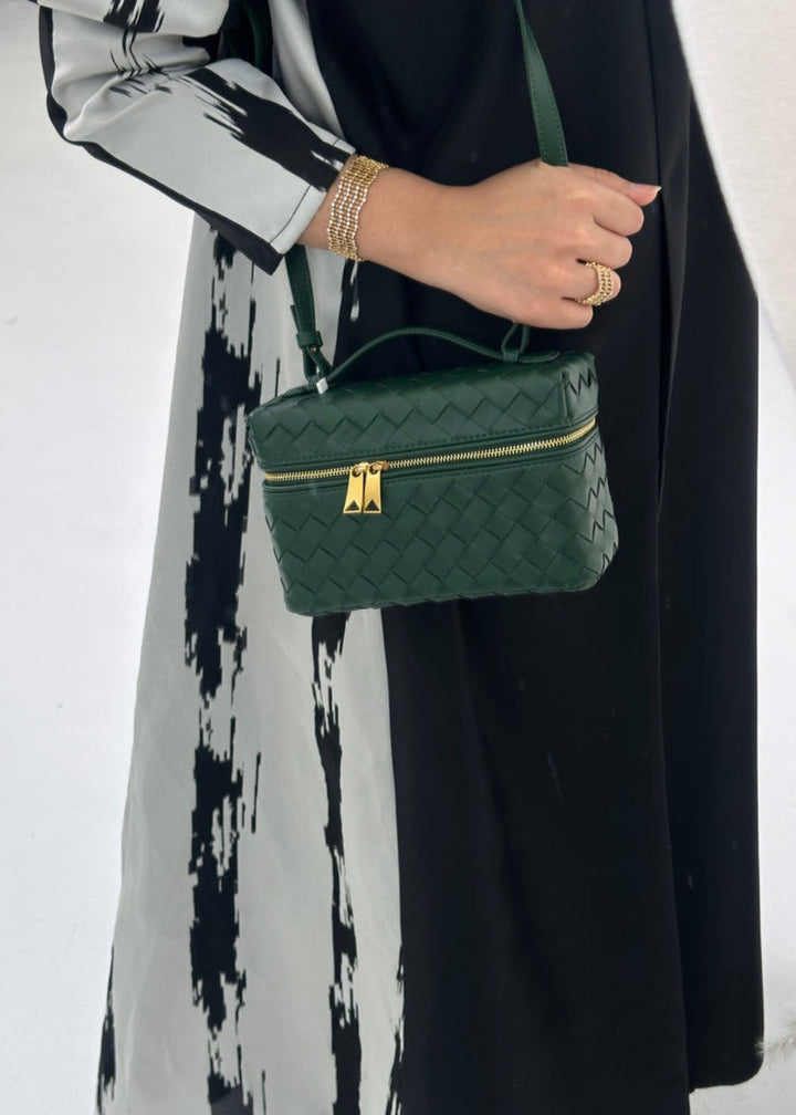 Sac tressé pour femme noir structure rigide zips dorés - Valeska