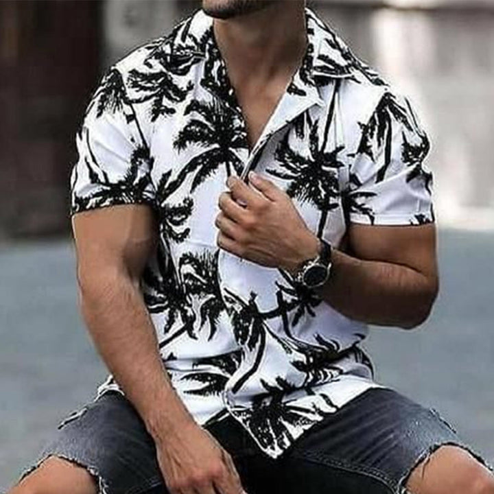 Chemise pour homme à coupe décontractée avec imprimé tropical