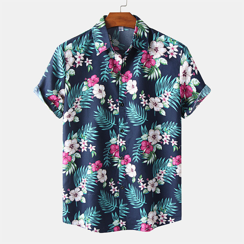 Chemise élégante à manches courtes pour hommes avec impression florale