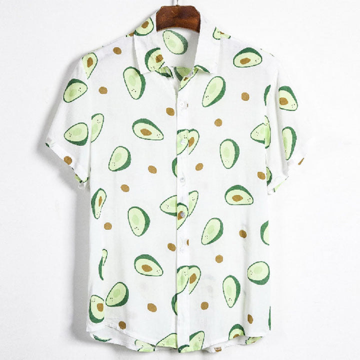 Chemise de vacances stylée pour hommes en coton avec impression d'avocat