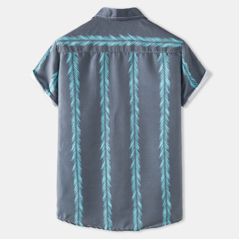 Chemise de vacances rayée imprimée pour homme