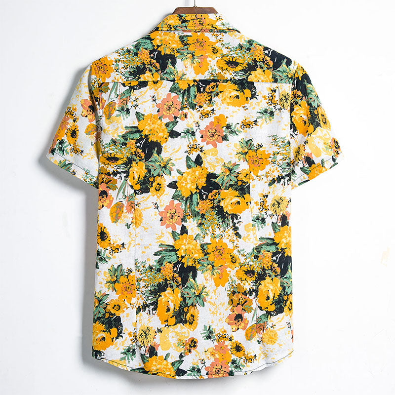 Chemise hawaïenne élégante pour hommes avec impression tournesol pour la plage