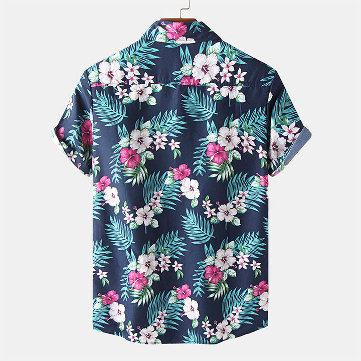 Chemise élégante à manches courtes pour hommes avec impression florale