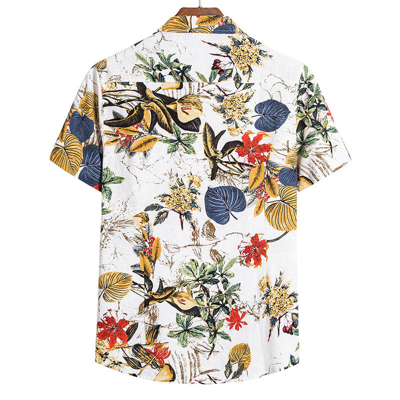 Chemise rétro à manches courtes pour hommes au design floral cool