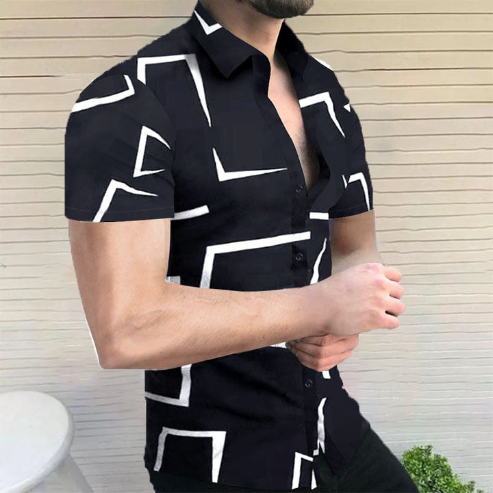 Chemise à manches courtes pour hommes, imprimée de motifs abstraits