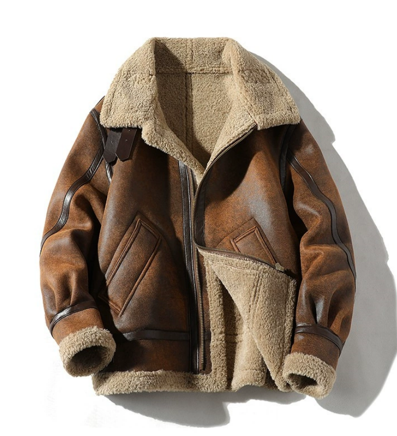 Blouson rétro effet cuir doublé polaire - Derval