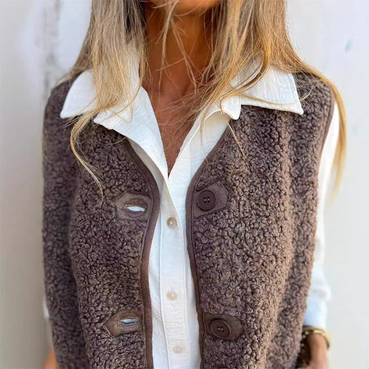 Montana - Gilet d'automne en tricot avec gros boutons