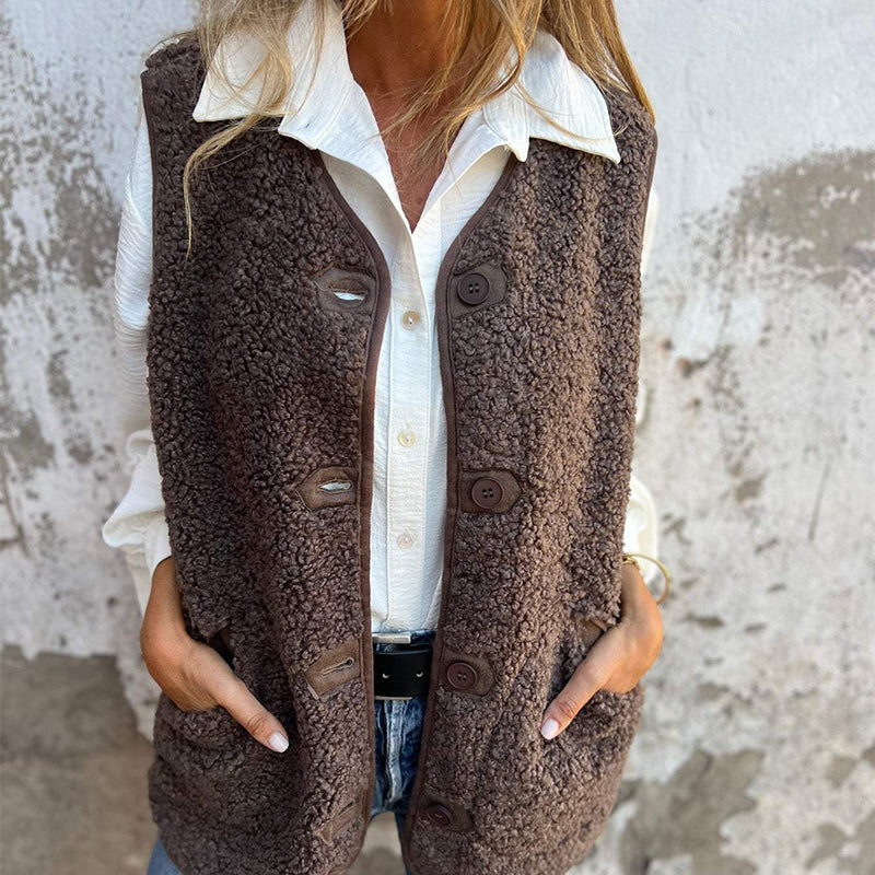 Montana - Gilet d'automne en tricot avec gros boutons