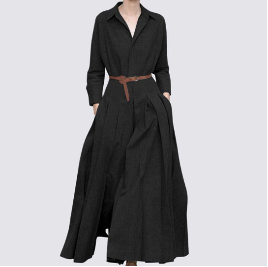 Encolure ronde Haut à manches longues Jupe plissée Tailleur deux pièces sans ceinture