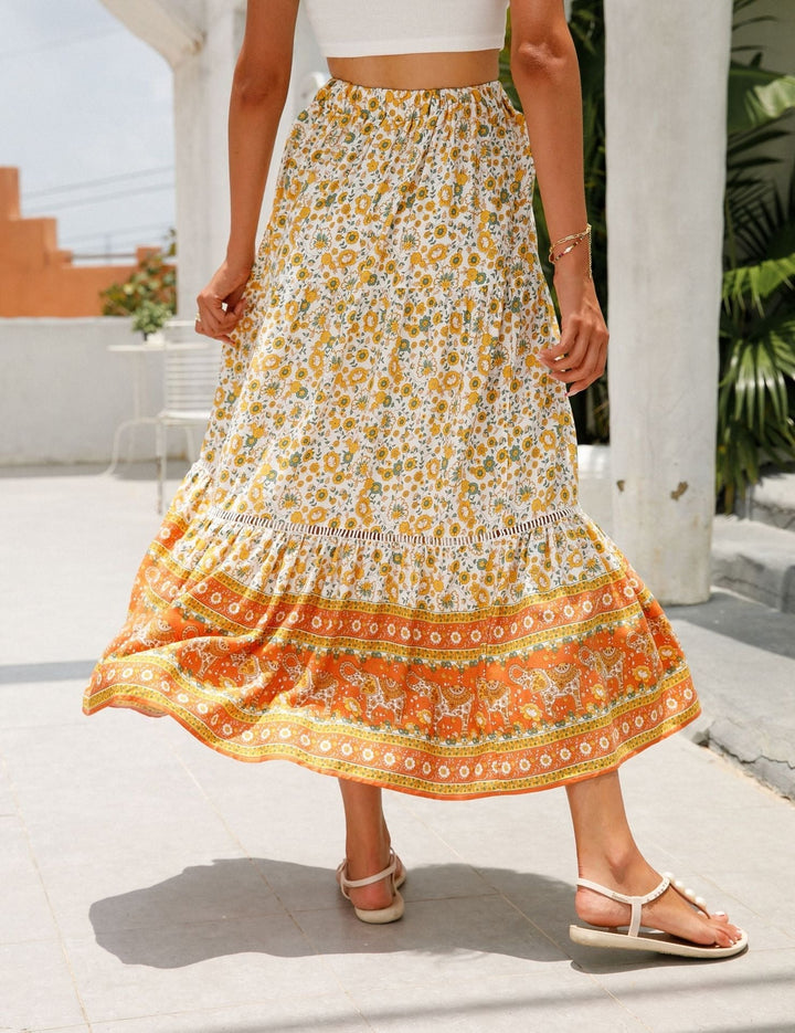Jupe longue femme imprimé floral bohème - Vianey