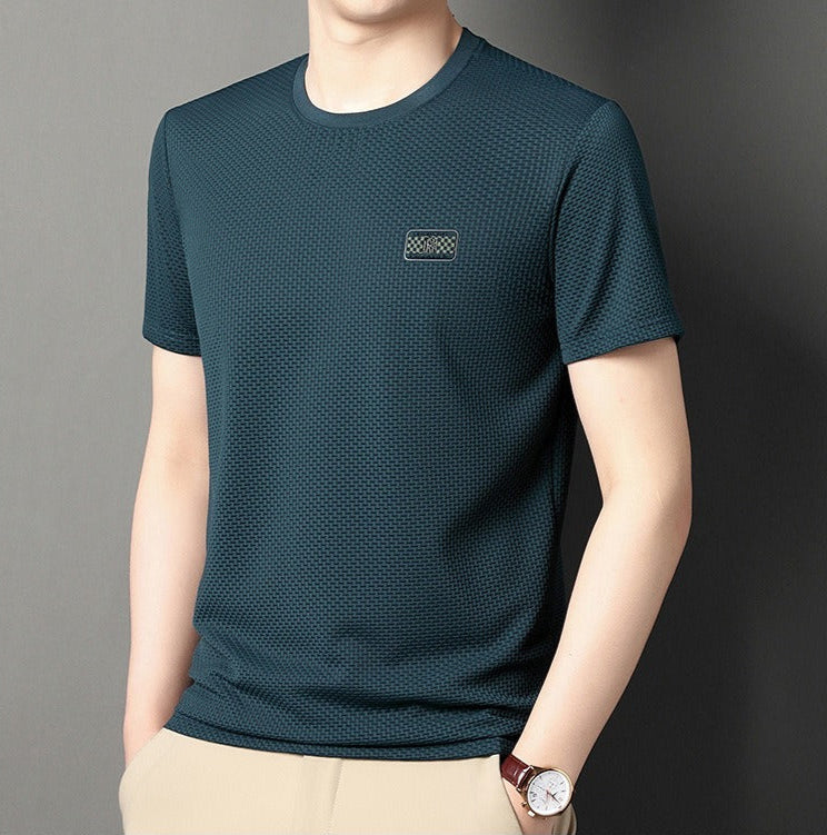 T-shirt technique à col ras du cou en tricot pour hommes - Henry