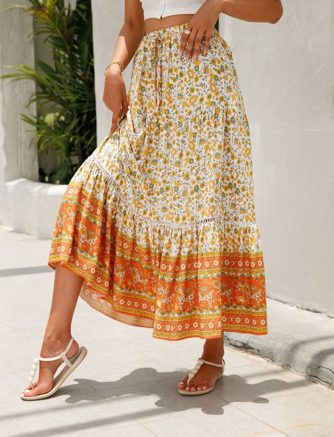 Jupe longue femme imprimé floral bohème - Vianey